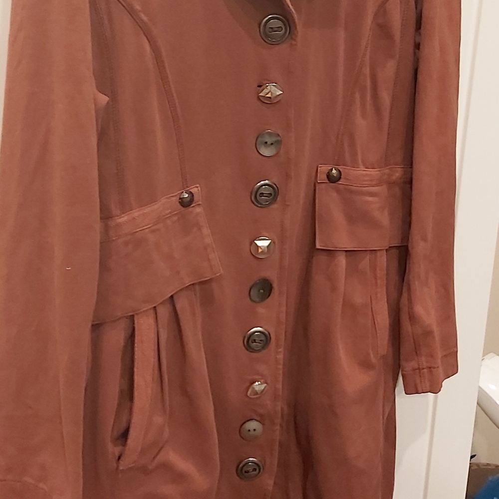 Neon Buddha Rust Button-Up Coat - Picture 3 of 9